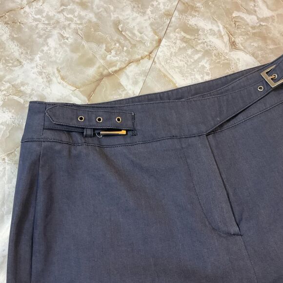 Esmoda Straight Leg Pants with Belted Waist Detail and Embroidered Pegasus - Picture 4 of 6